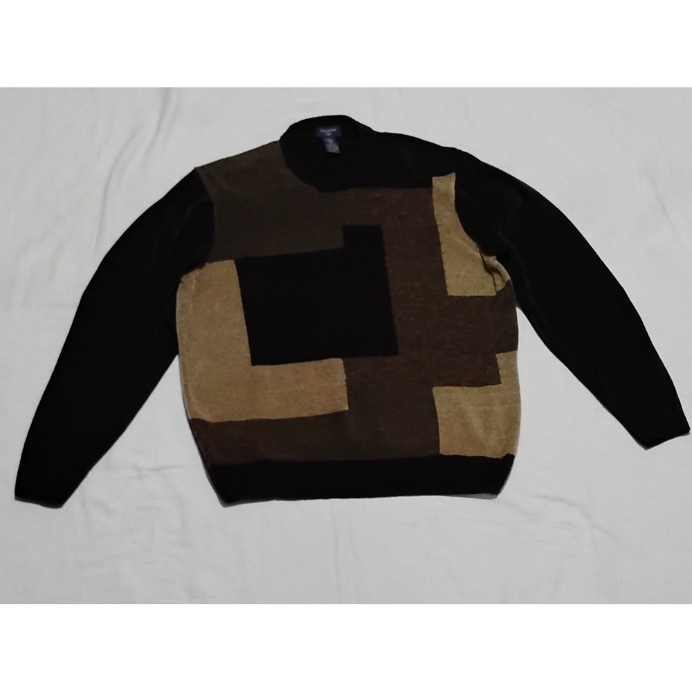 Vintage 90s Dockers Chenille Geometric Patchwork Sweater Men's L